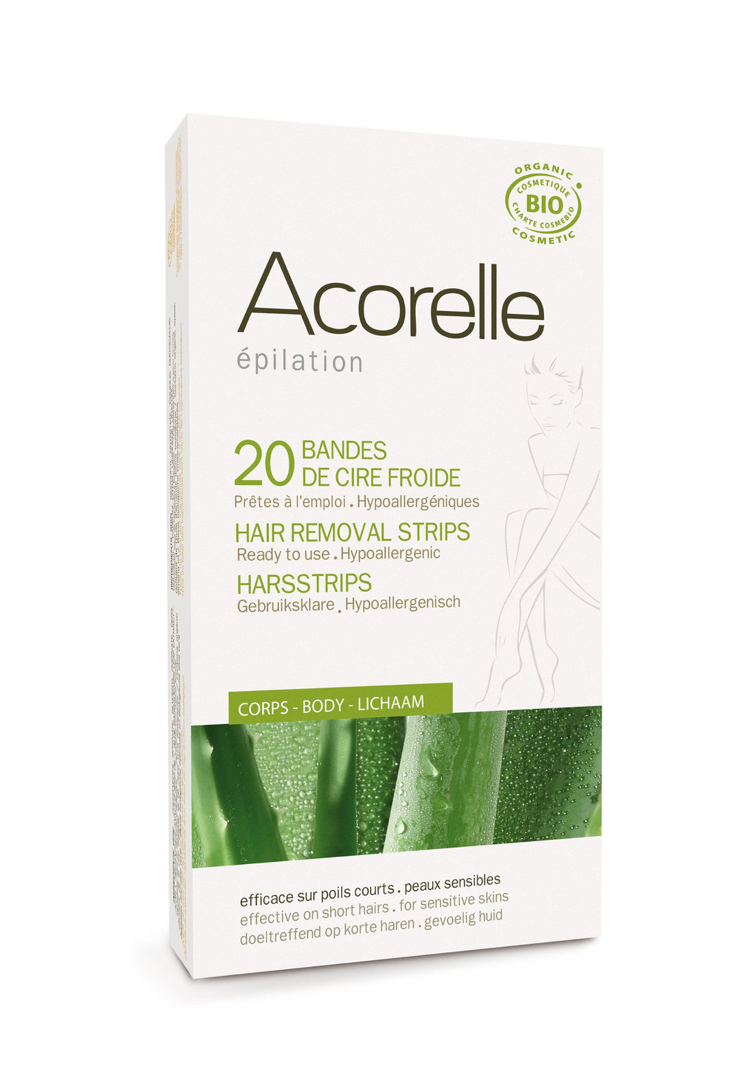 Acorelle Body Hair Strips gebrauchsfertig Aloe Vera und Bienenwachs 20 Streifen