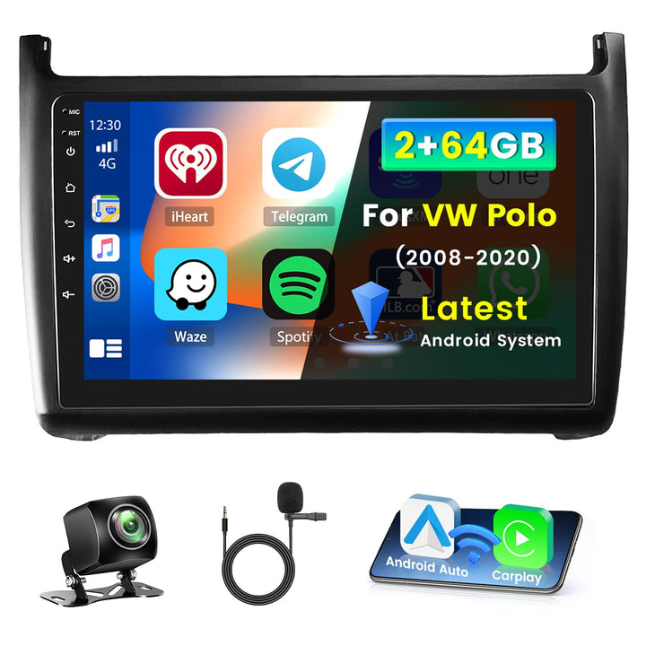 Android 15 Autoradio für Volkswagen VW Polo 5 2008-2020 mit Wireless CarPlay Android Auto 2+64G, 9 Z