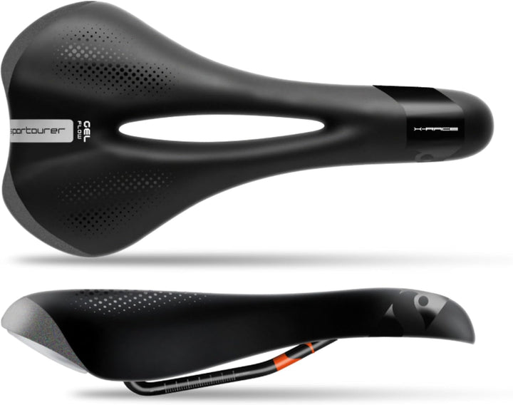 Sportourer X Race Gel Flow Hi-Viz Fahrradsattel, schwarz, One