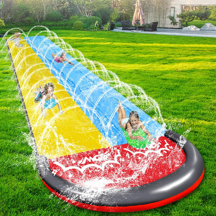15.8 ft/480 cm Double Water Slide,Wasserrutsche Garten für Kinder,Lawn Water Slide with Sprinkler an
