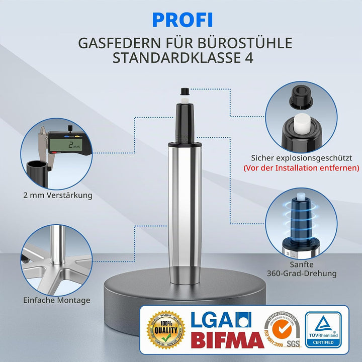 WEWILL Gasdruckfeder Bürostuhl, Belastbar bis 500kg-Höhenverstellbarer Gasdruck Dämpfer für Drehstüh