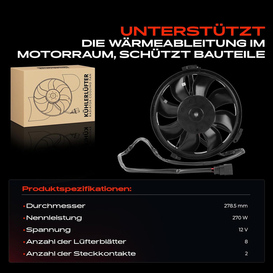 Frankberg Lüfter Motorkühlung Kühlerlüfter Kompatibel mit Pa.ssat 3B3 1.6L-2.8L 2000-2005 A4 8D2 B5