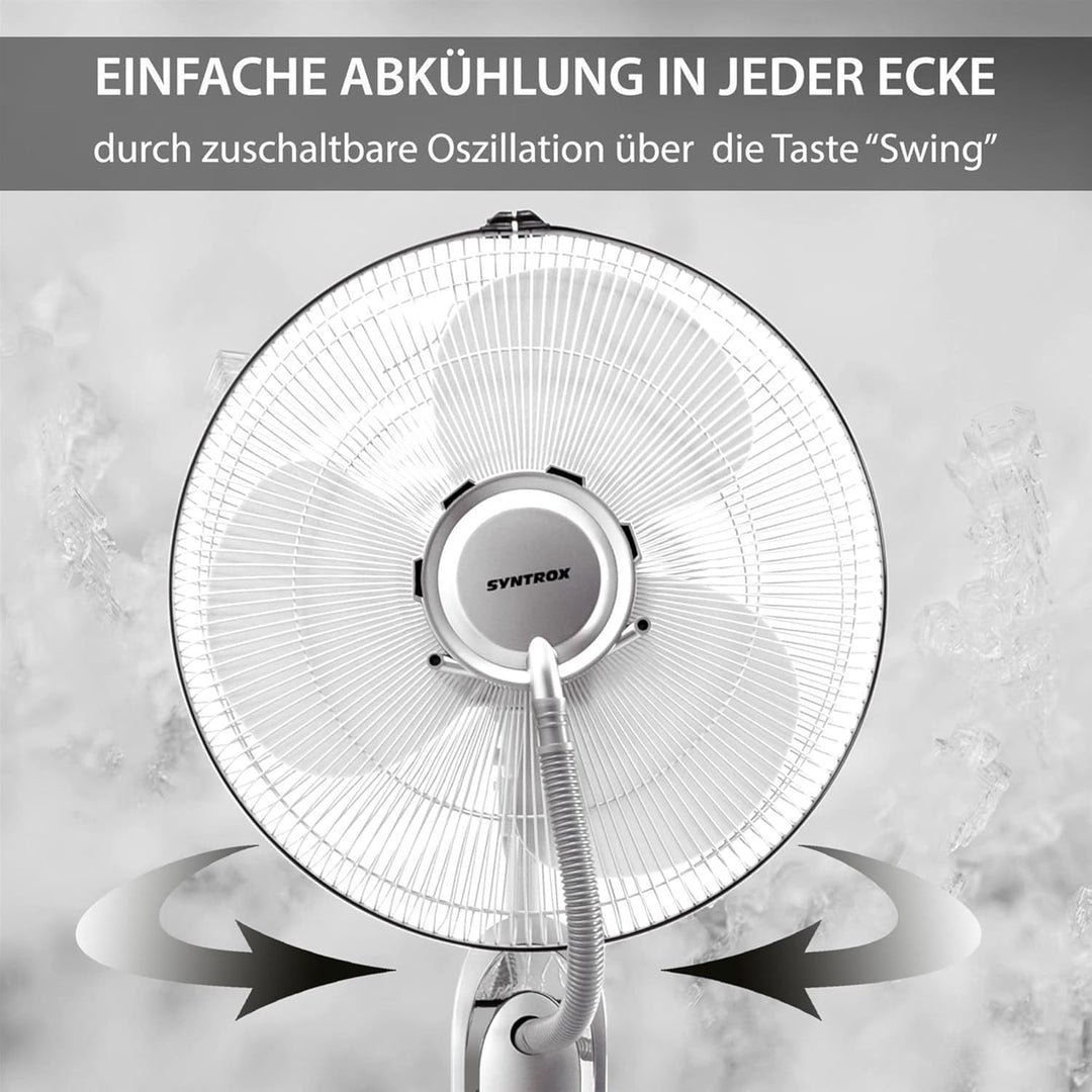 Syntrox Osszilierender Ventilator mit Wasser Quellura | Wasserventilator | Lüfter, mit Timer und Fer