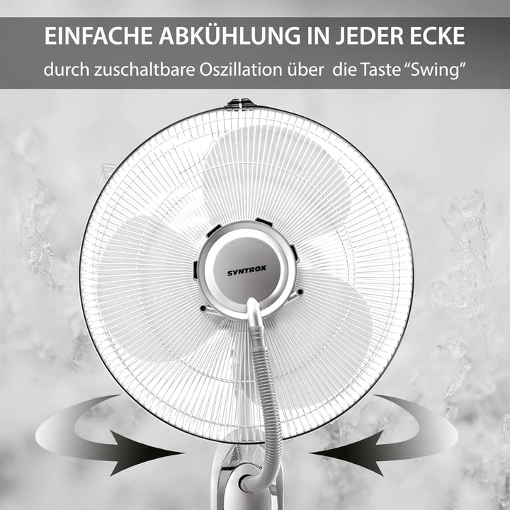 Syntrox Osszilierender Ventilator mit Wasser Quellura | Wasserventilator | Lüfter, mit Timer und Fer