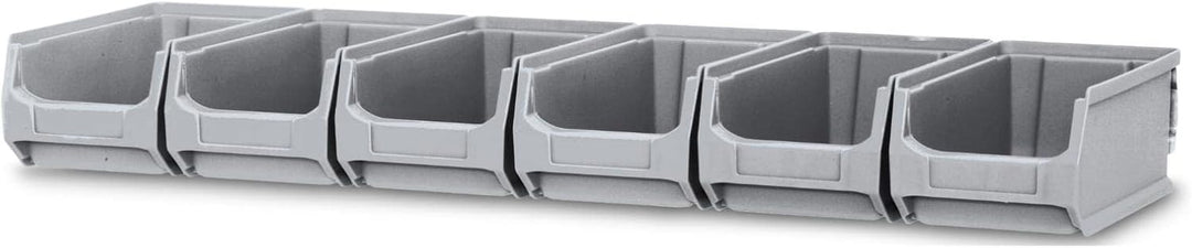 Wandleiste mit 6x Graue Sichtlagerbox 2.0 | HxBxT 7,6x60,5x17,6cm | Wandhalterung, Kleinteileaufbewa