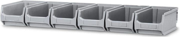 Wandleiste mit 6x Graue Sichtlagerbox 2.0 | HxBxT 7,6x60,5x17,6cm | Wandhalterung, Kleinteileaufbewa