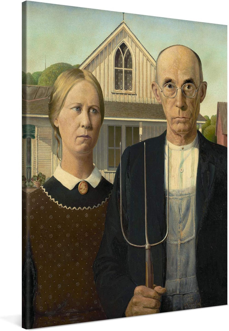 PICANOVA – Grant Wood – American Gothic 75x100cm – Bild auf Leinwand – Premium Kunstdruck Auf 2cm Ho