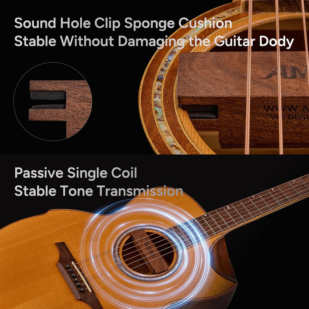 AMUMU SP30WN Schallloch-Tonabnehmer aus Walnussholz, magnetisch, für Akustikgitarren mit Stahlsaiten