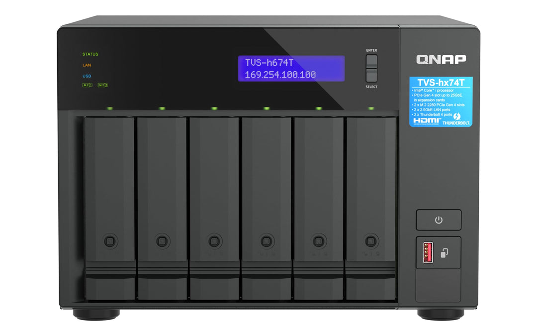 QNAP TVS-H674T-I5-32G 6 Bay I5 6C 32GB SO DIMM DDR4 2X 2.5GBE, TVS-H674T-I5-32G