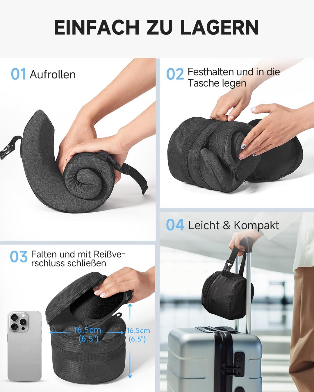 Umisleep Nackenkissen Flugzeug für Langen Flug, mit 3D-Schlafmaske, Nackenkissen Memory Foam 360° St
