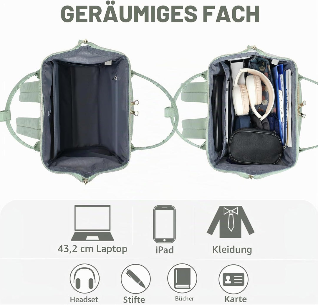 KROSER Laptop-Rucksack Damen 17 Zoll Business Reiserucksack Wasserdicht mit Hartgeschältem Sicherhei