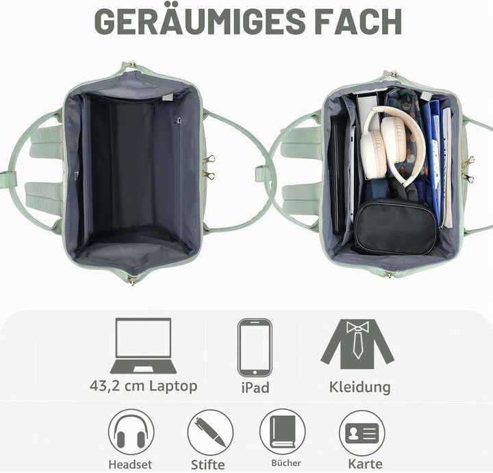 KROSER Laptop-Rucksack Damen 17 Zoll Business Reiserucksack Wasserdicht mit Hartgeschältem Sicherhei