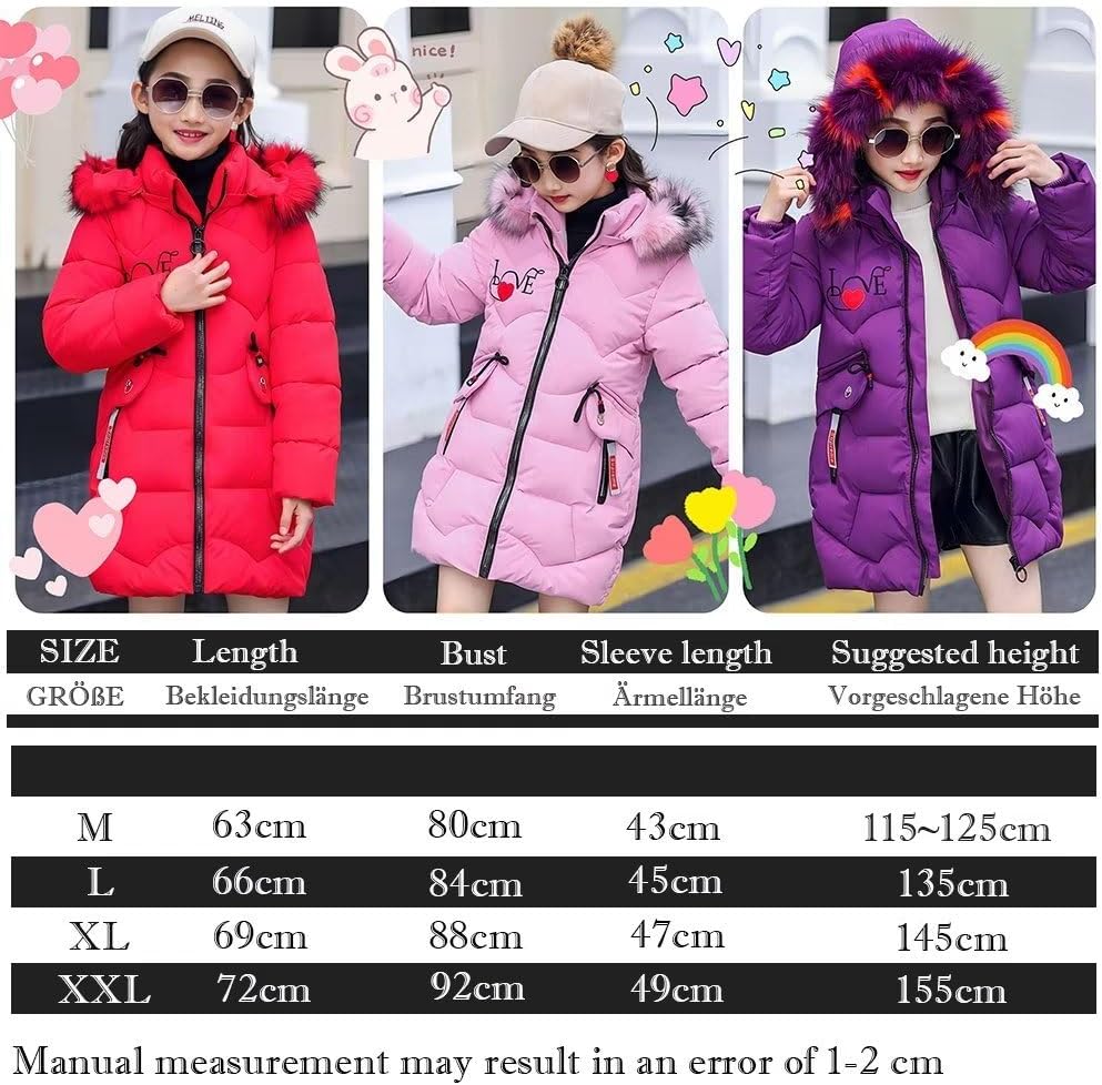 Mädchen Winterjacke Kinder Wintermantel Dicke Steppjacke Lange Warme Parka Baumwolljacke Outdoor Man