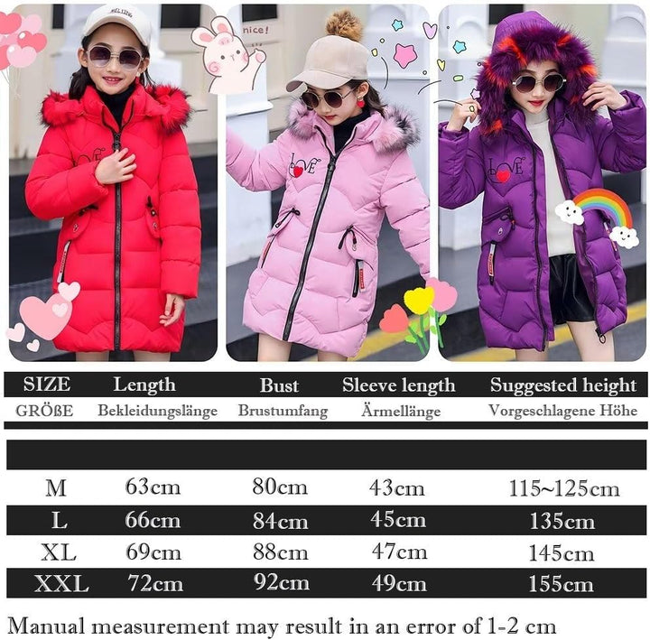 Mädchen Winterjacke Kinder Wintermantel Dicke Steppjacke Lange Warme Parka Baumwolljacke Outdoor Man