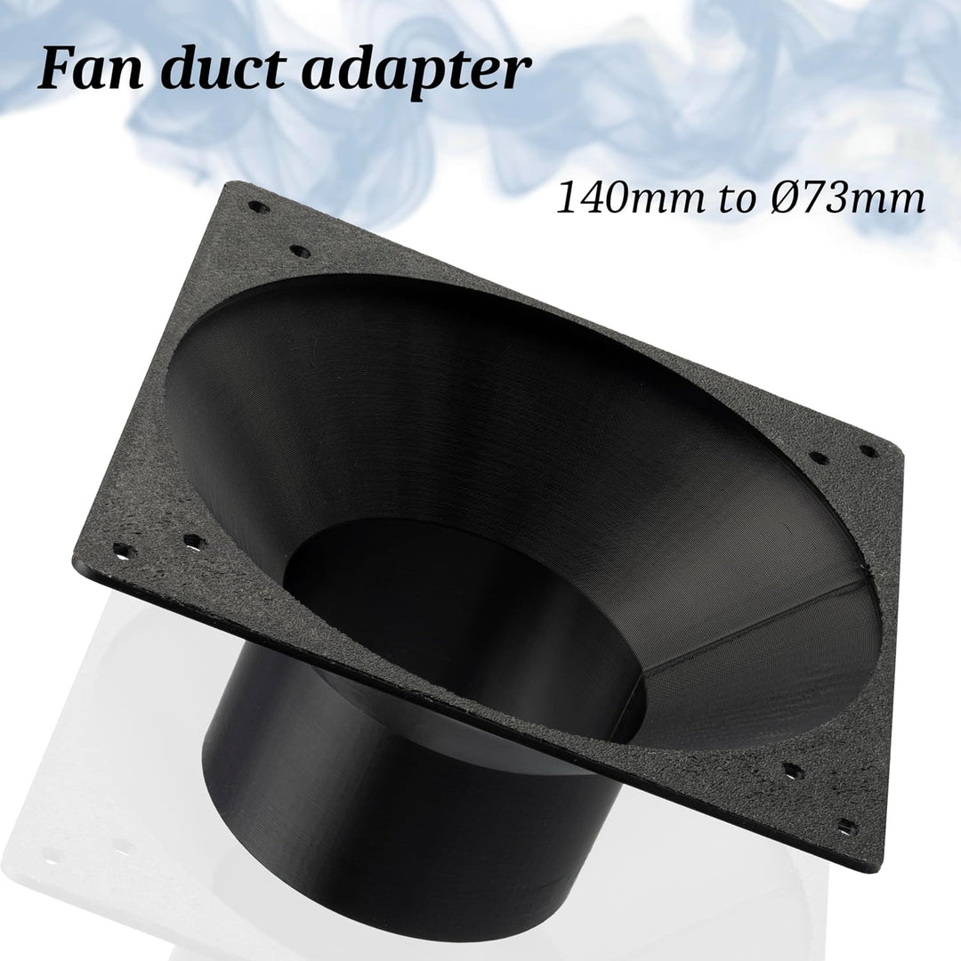 AERZETIX Quadratisch-Rund-Adapter für Luftstrom für Lüftungskanal 140x140 mm Ø73 mm aus ABS-Kunststo