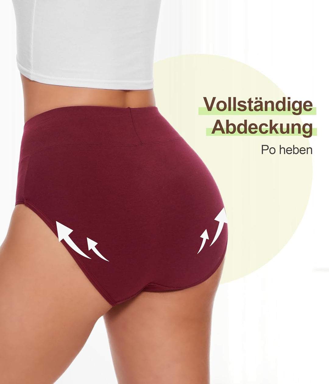 Unterhosen Damen 5er Pack, Baumwolle Hohe Taille Unterwäsche, Hipster Stretch Atmungsaktive Panties