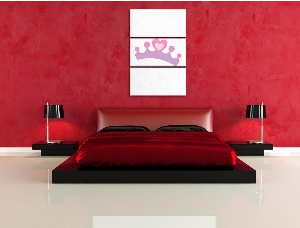 Pixxprint Hübsche Krone weiss 3-Teiler Leinwandbild 120x80 Bild auf Leinwand