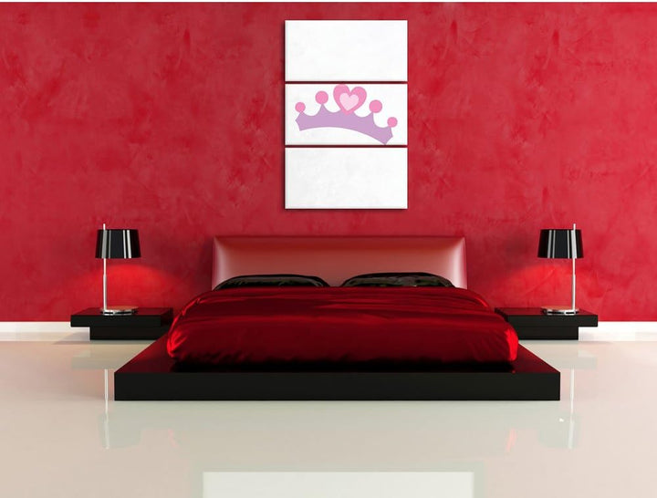 Pixxprint Hübsche Krone weiss 3-Teiler Leinwandbild 120x80 Bild auf Leinwand