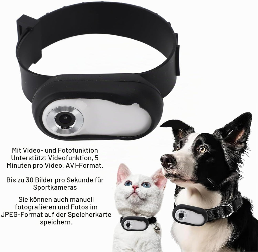 SENECESLI 4K-Kamera für Katzenhalsbänder, HD-Haustierkamera, Unterstützt 128 GB, Erweiterbar, Kleine