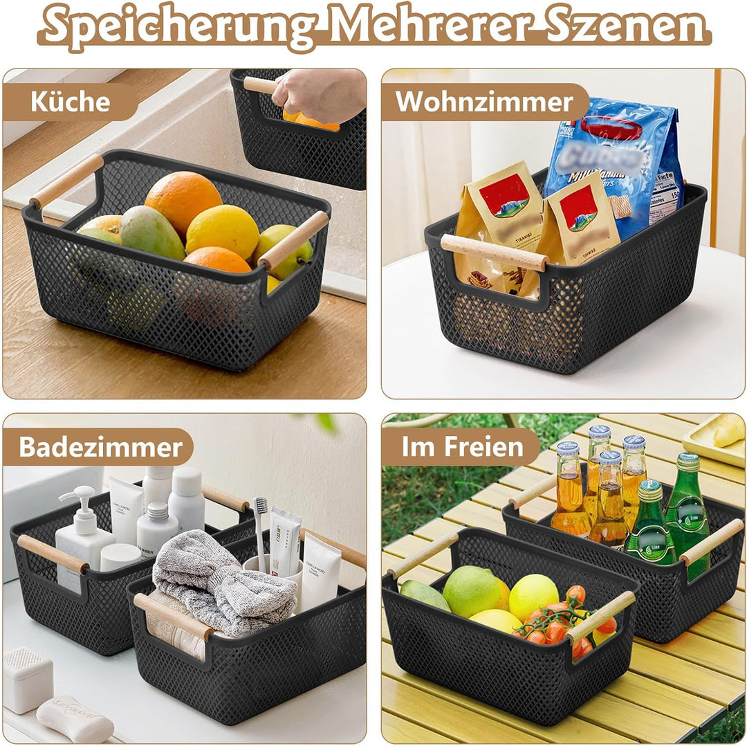 6er-Set Aufbewahrungsbox (3x Gross 35x22,5x16,2cm + 3x Mittel 30x20,4x14,2cm) -Aufbewahrungskorb Küc