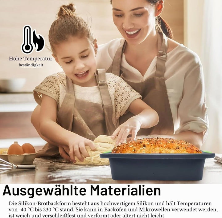 2 Stück Brotformen zum Backen, Silikon Brotbackform, Rechteckig Silikonbackform Kastenform, Hitzebes