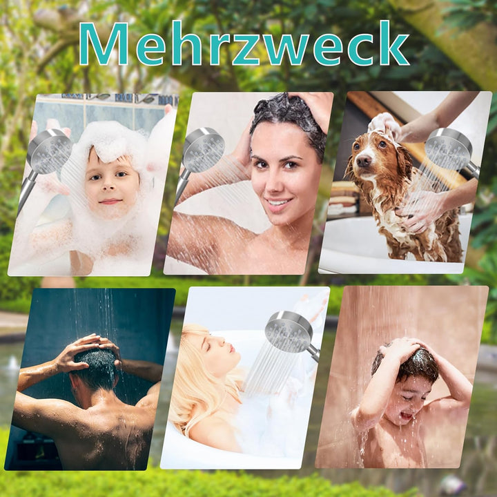 Duschkopf Wassersparend Handbrause Metall: Gebürsteter Edelstahl Hochdruck Brausekopf Dusche Regendu