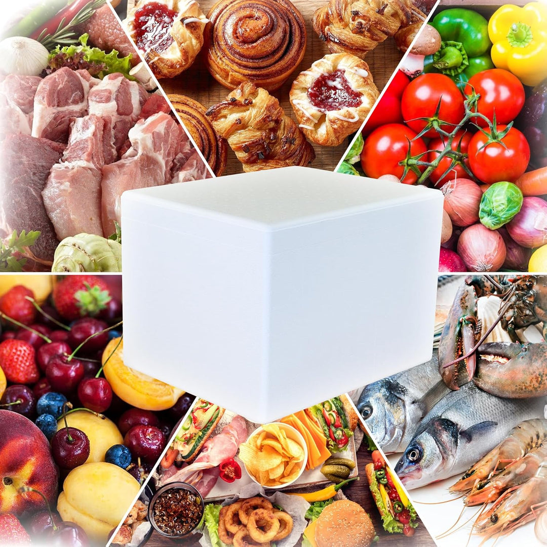 2 Thermoboxen Styropor 19,7 Liter mit Deckel - Kühlbox Styropor - Wiederverwendbarer Isolierbehälter