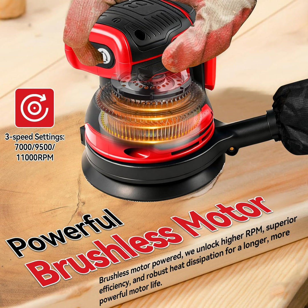 Bürstenloser Exzenterschleifer für Milwaukee M18 18V Akku, 12,7 cm Brushelss Elektrischer Handschlei