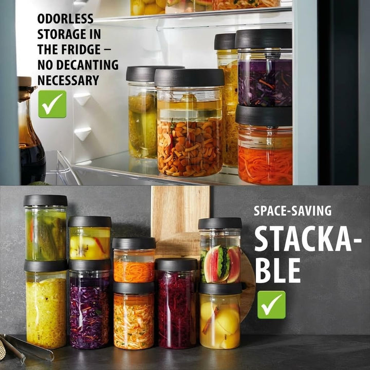 GEFU Fermentierglas NATIVO 1 Liter, inkl. Beschwerungsgewicht, Fermentationsglas mit Gewicht und Dec