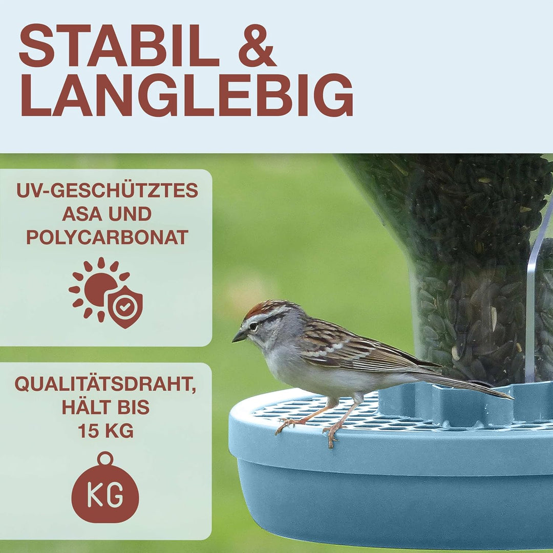 SWISSINNO Vogel-Futtersilo Davos SMART Birds. Füttern Sie Vögel - Nicht Nagetiere! Robust + Zuverläs