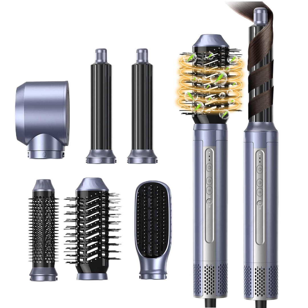 Hairstyler Set, Warmluftbürste Set, 6 in 1 Air styler, Haarstyler mit Lockenstab, 110000 RPM, Negati