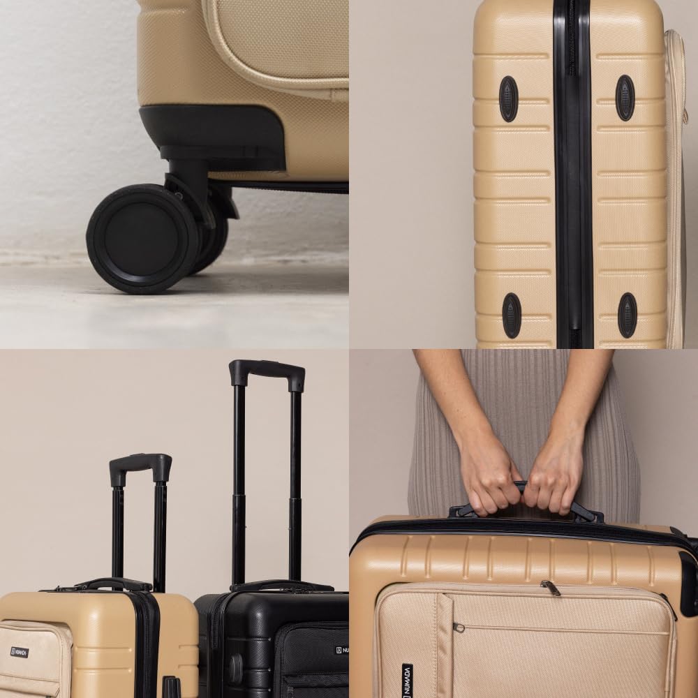NUMADA – Handgepäck Koffer Trolley ABS PackPro T20 (56x37x22cm) mit TSA-Schloss und 4 Doppelrollen.