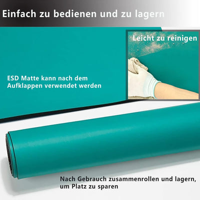 uyoyous Lötmatte 60x300cm Antistatische Matten ESD Matte und Hochtemperatursafe Gummimatten Lötmatte