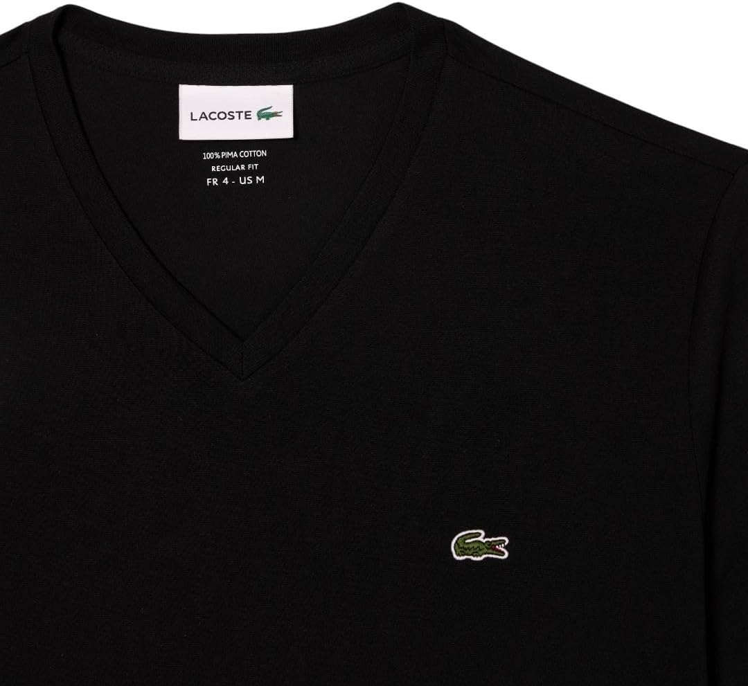 Lacoste Herren Long Sleeve V Neck T-Shirt T-Shirt (1er Pack) XS Schwarz, XS Schwarz