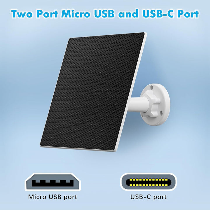 Solarpanel für Sicherheitskamera, 5 W USB-Solarpanel für DC 5 V Sicherheitskamera, Micro-USB- und US