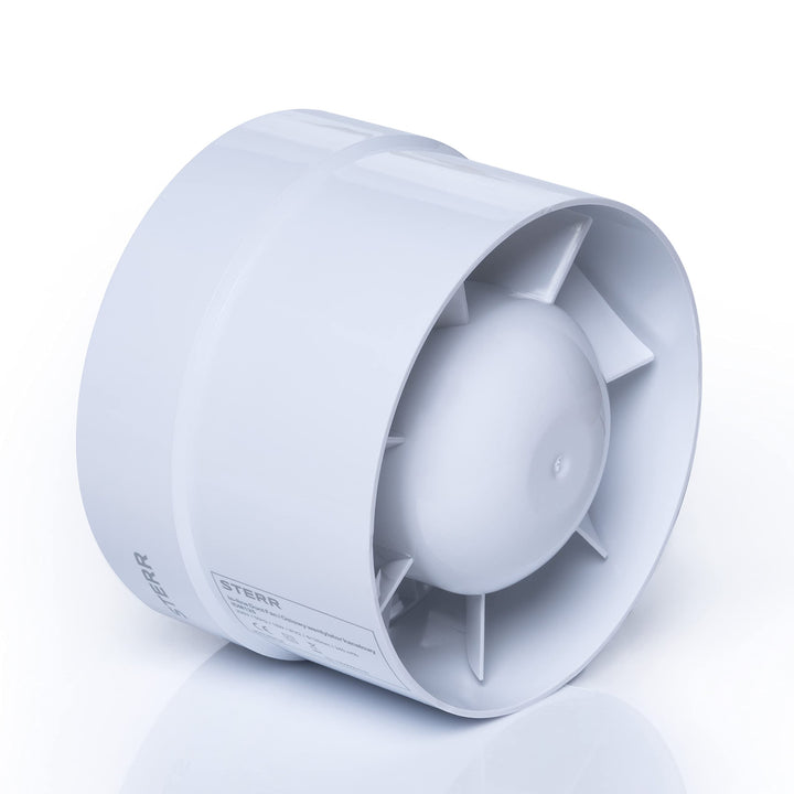 STERR IDM125 Rohrventilator 125 mm - Rohrlüfter - Hohe Qualität - Leise - Für Bad WC - Küche - Gewäc