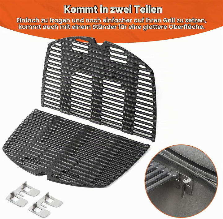 Onlyfire Grillrost Gusseisen für Weber Q300, Q320, Q3000, Q3100, Q3200 Serie Gas Grill,BBQ Ersatz fü