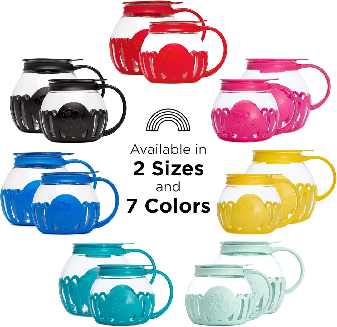 Ecolution Micro 3 Quart Family Size Original Mikro-Pop Popcorn Popper, Borosilikatglas, 3-in-1 Silik