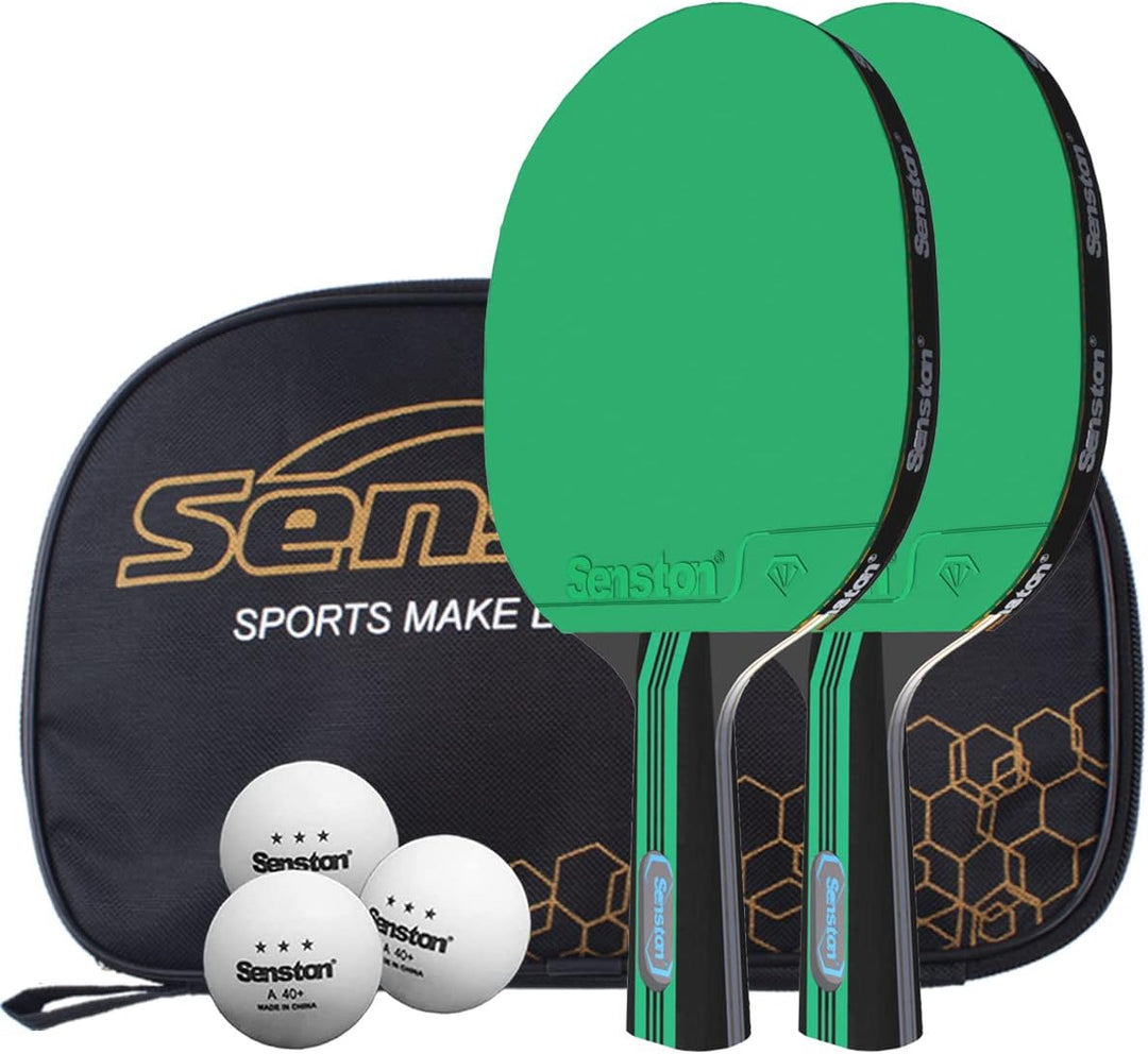 Senston Tischtennisschläger Set, 2 Tischtennisschlager, 3 Tischtennis Bälle und 1 Tasche Ideal für S