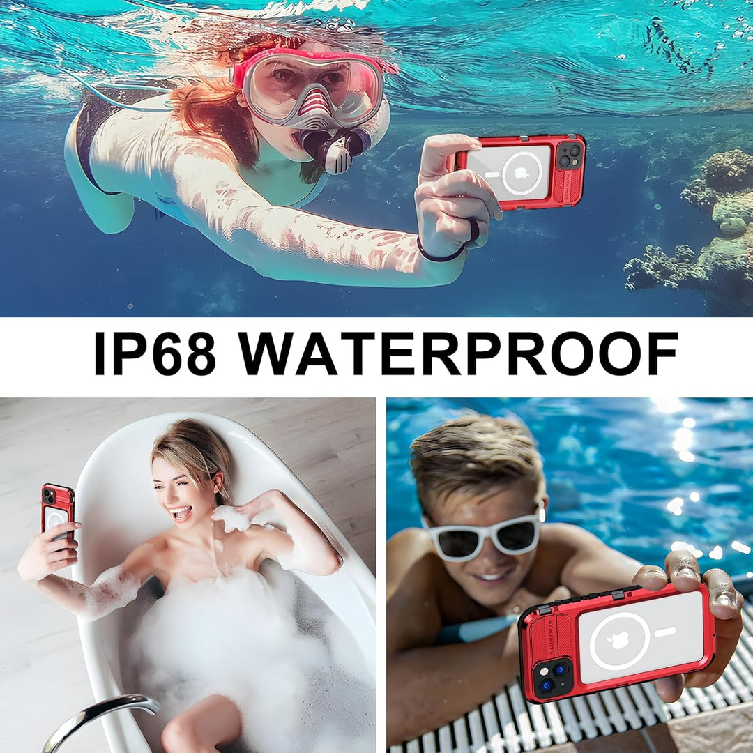 WIFORT für iPhone 14 Plus Hülle Wasserdicht mit MagSafe, 360 Outdoor Metall Schutzhülle mit Displays