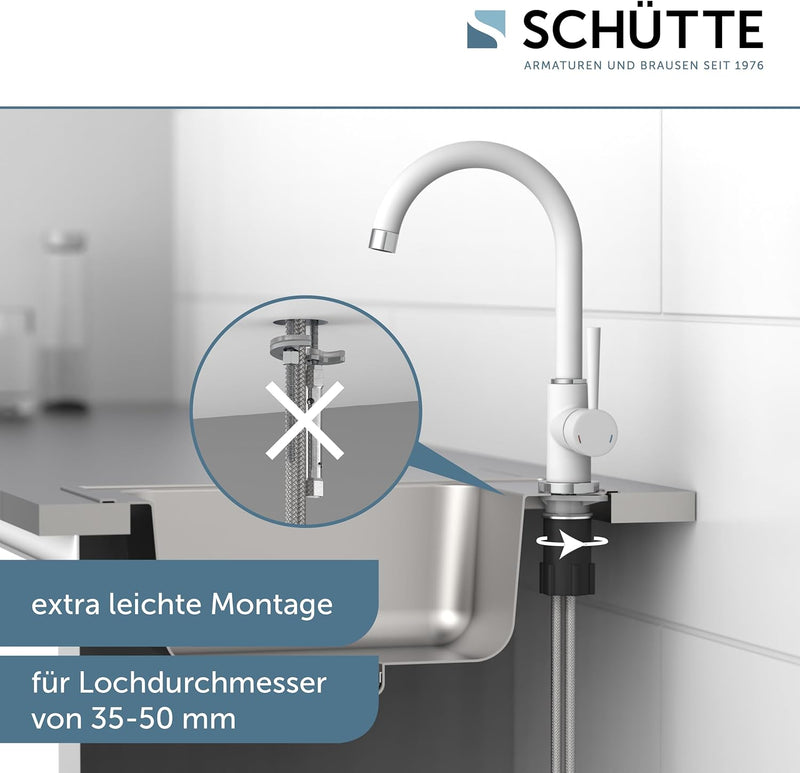 SCHÜTTE 79136 CORNWALL Spültischarmatur, Wasserhahn Küche, Energiesparfunktion, 360° schwenkbar, ide