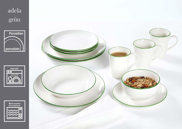 Ritzenhoff &amp; Breker Adela Suppenteller 20 cm, 6er Set, Tiefe Essteller mit schmalem Farbrand, Spülma