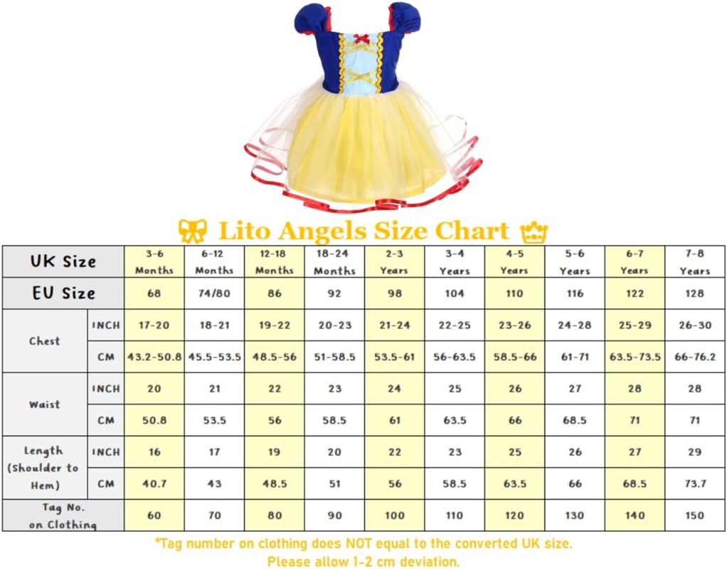 Lito Angels Mädchen Prinzessin Schneewittchen Cinderella Meerjungfrau Rapunzel Kleid Kostüm Weihnach