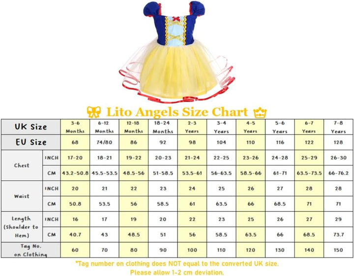 Lito Angels Mädchen Prinzessin Schneewittchen Cinderella Meerjungfrau Rapunzel Kleid Kostüm Weihnach