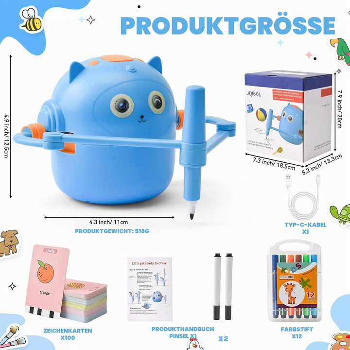 LTFIOON Zeichenroboter Kinder, Roboter Zeichnen für Kinder mit 100 Karten, Magic Drawing Robot Paint