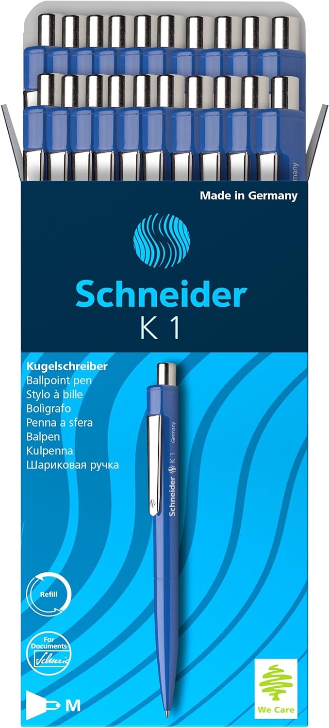 Schneider 3153 K 1 Druckkugelschreiber (M, dokumentenecht) 20er Packung blau, blau