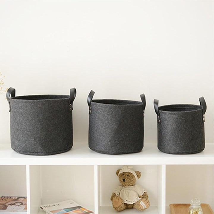 2 Stück Filzkorb Dunkelgrau Rund, Faltbarer Tragekorb aus Stoff, Filzkorb Gross, 2 Spezifikationen,