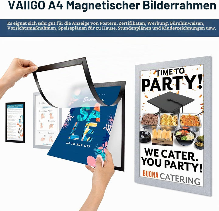 VAIIGO Magnetrahmen Info-Rahmen Selbstklebend mit Magnetverschluss für Informationsrahmen DIN A4 For