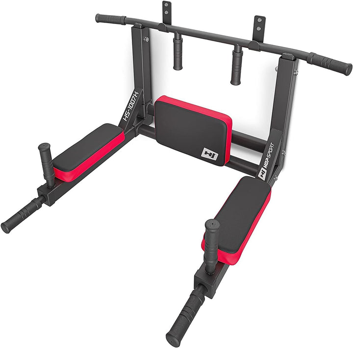 Hop-Sport 2in1 Kraftstation HS-1007K - Dip-Station mit Klimmzugstange zur Wandmontage - Pull Up Bar