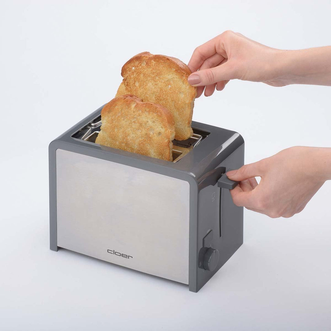 Cloer 3215 Toaster, 825 W, für 2 Toastscheiben, integrierter Brötchenaufsatz, Nachhebevorrichtung, K